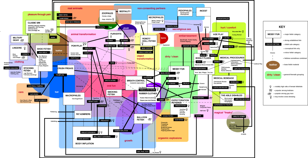 各类恋物癖与性取向人群及性行为的关系网